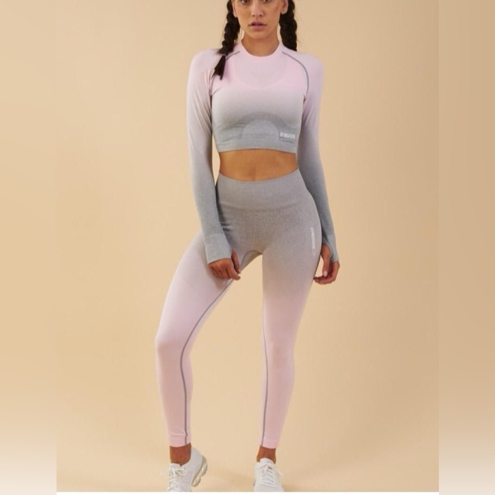 Gymshark Pink Ombré seamless set - top and leggings.